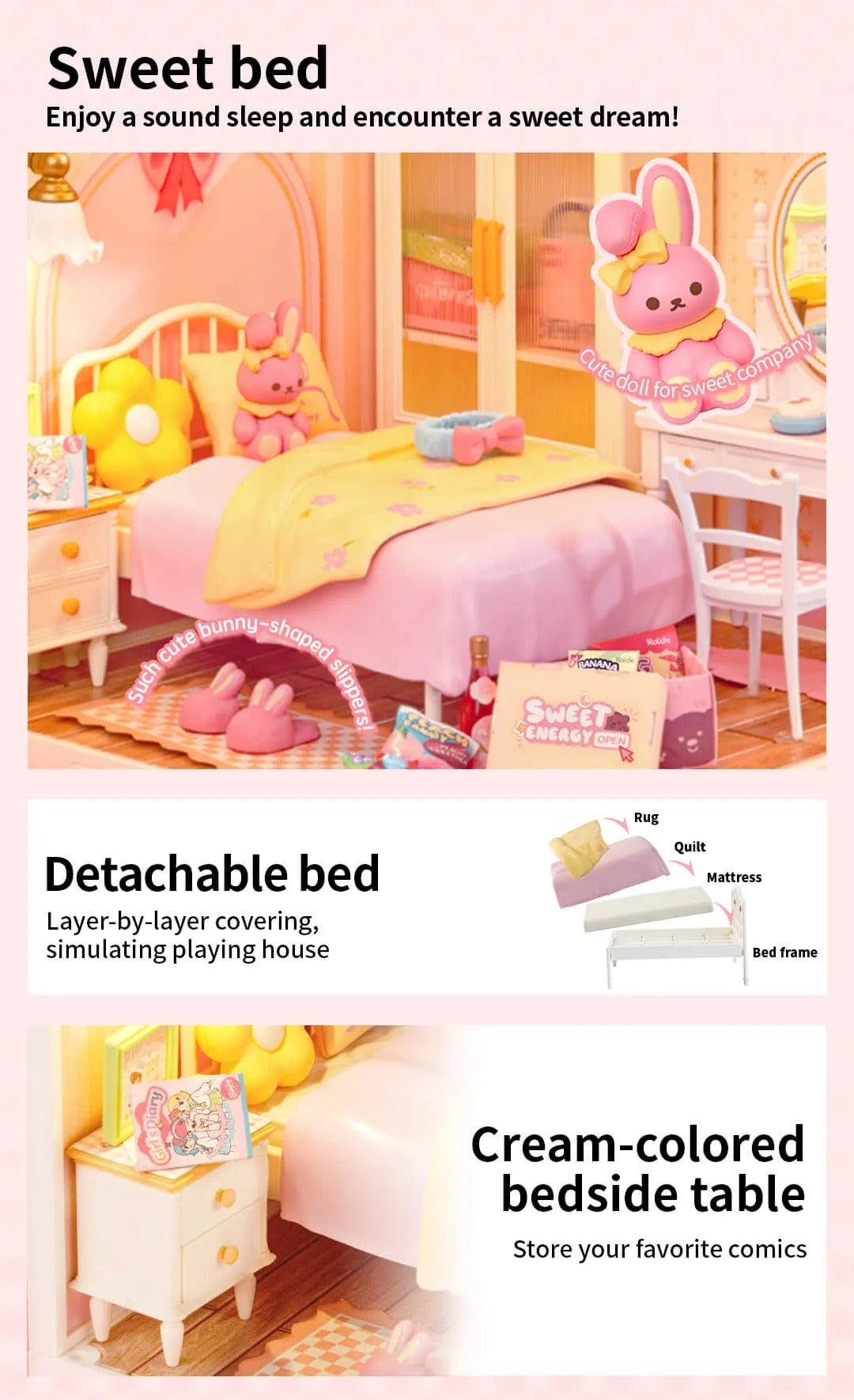 Lovely Pink Bedroom Miniature Kit